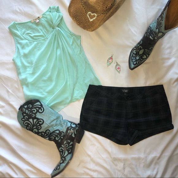 Forever 21 Pale Teal top with Ruffle overlay. - Picture 1 of 8